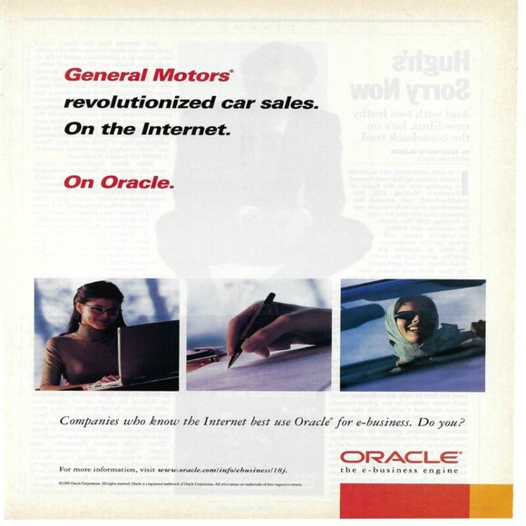 1999 Oracle The E-Business Machine General Motors Vintage Mag Print Ad/Poster - Picture 1 of 1